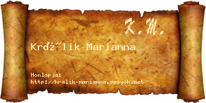 Králik Marianna névjegykártya